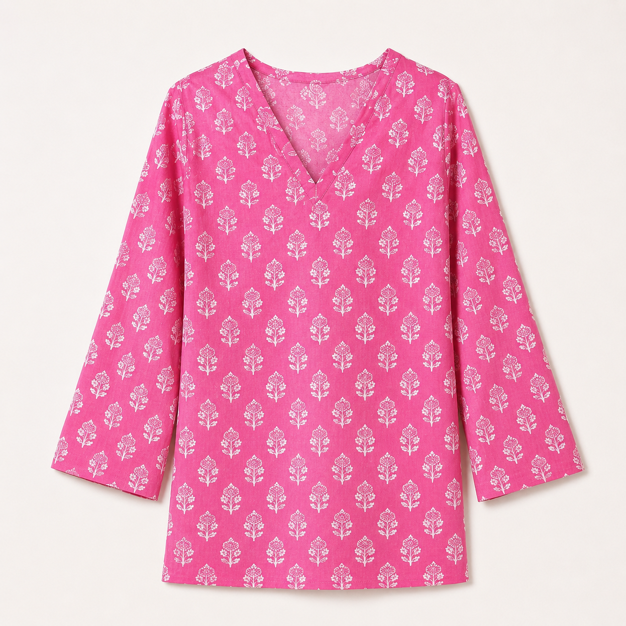 Lvinya Pink Cotton Screen Printed Kurti