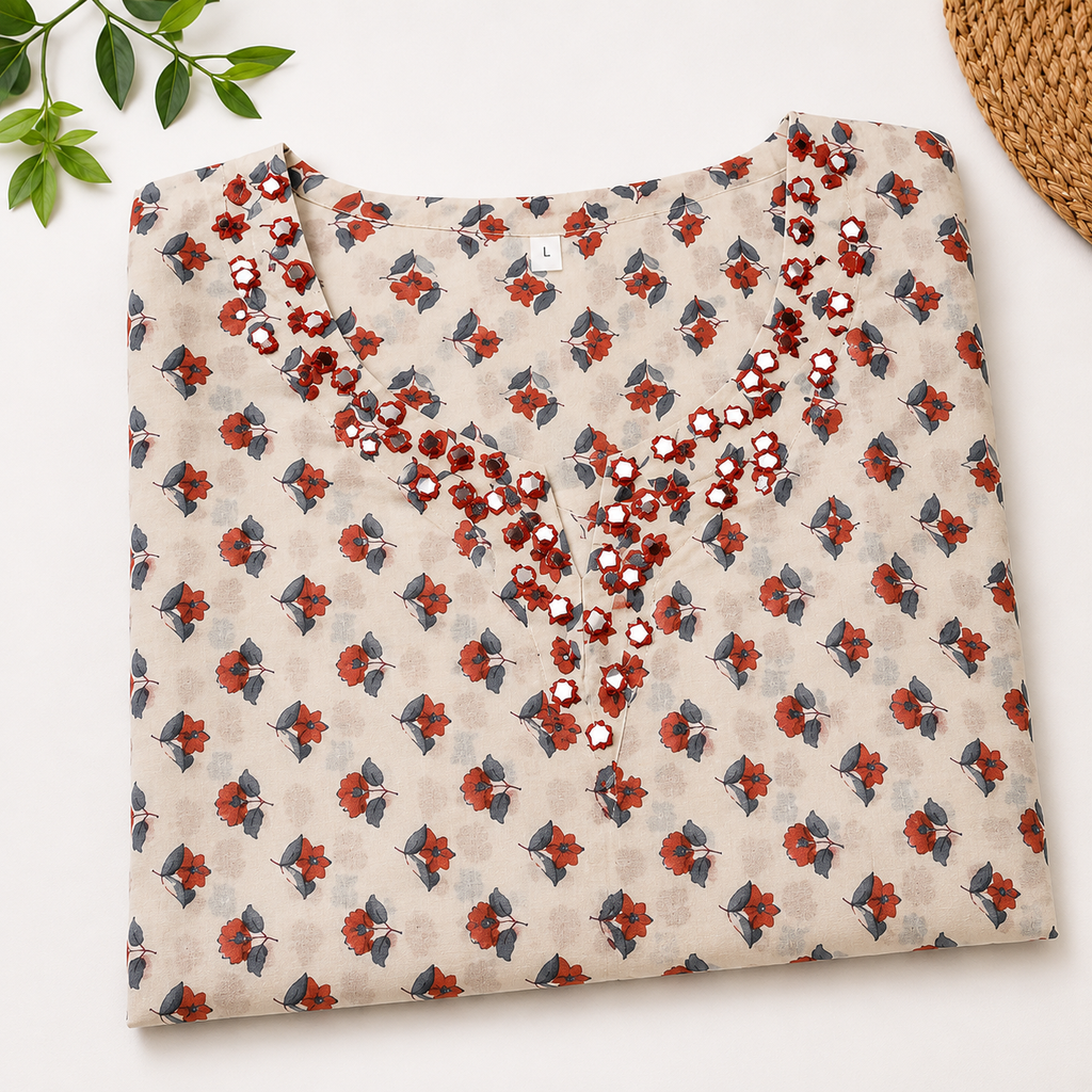 Lvinya Elegant Floral Printed Kurti