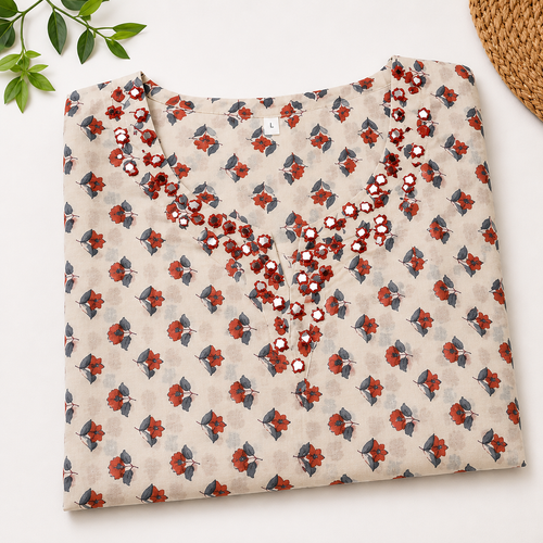 Lvinya Elegant Floral Printed Kurti