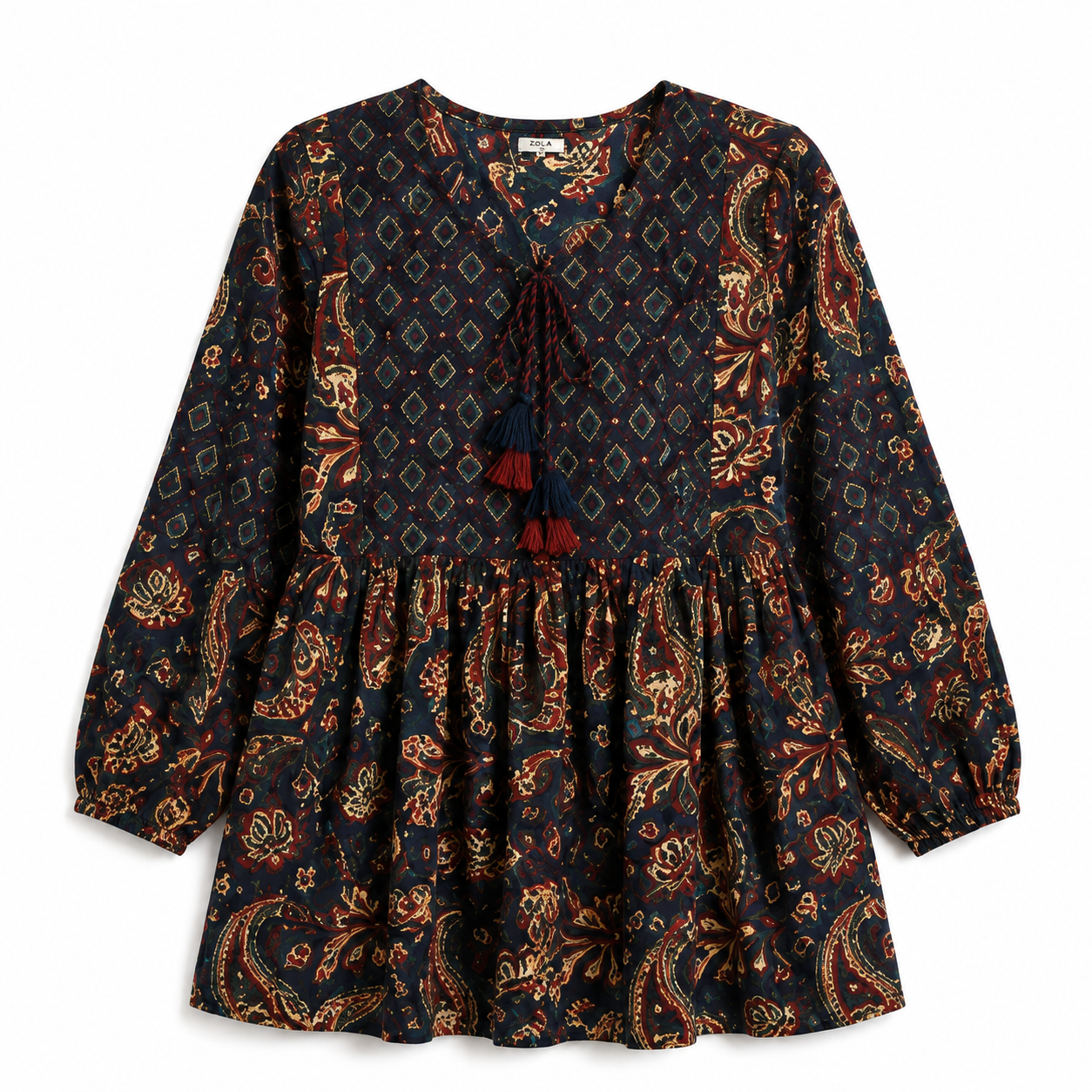 LVINYA WOMEN PRINTED PEPLUM KURTI TOP