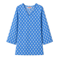 LVINYA BLUE PRINTED V-NECK KURTI