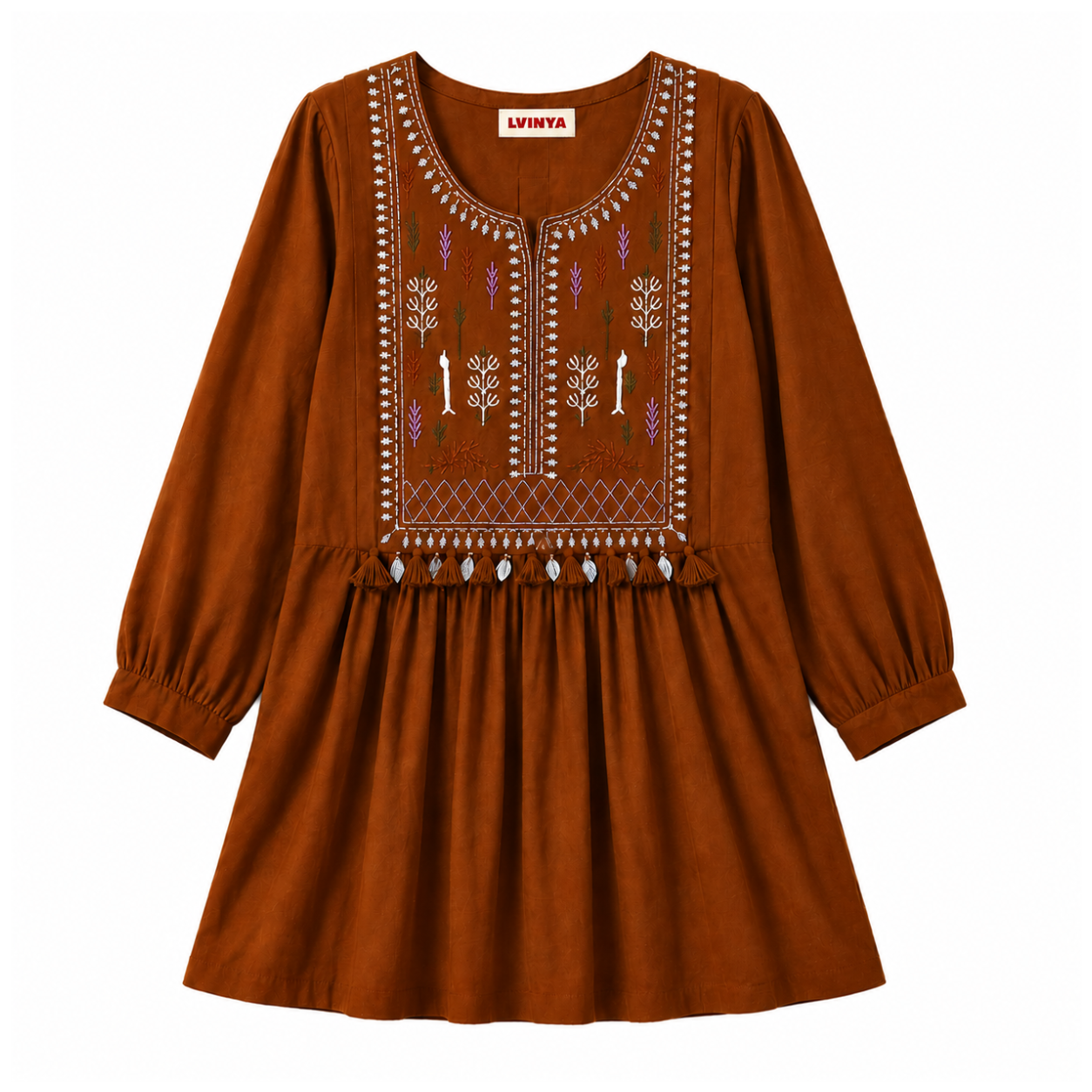 LVINYA FLARED RUST EMBROIDERED KURTI