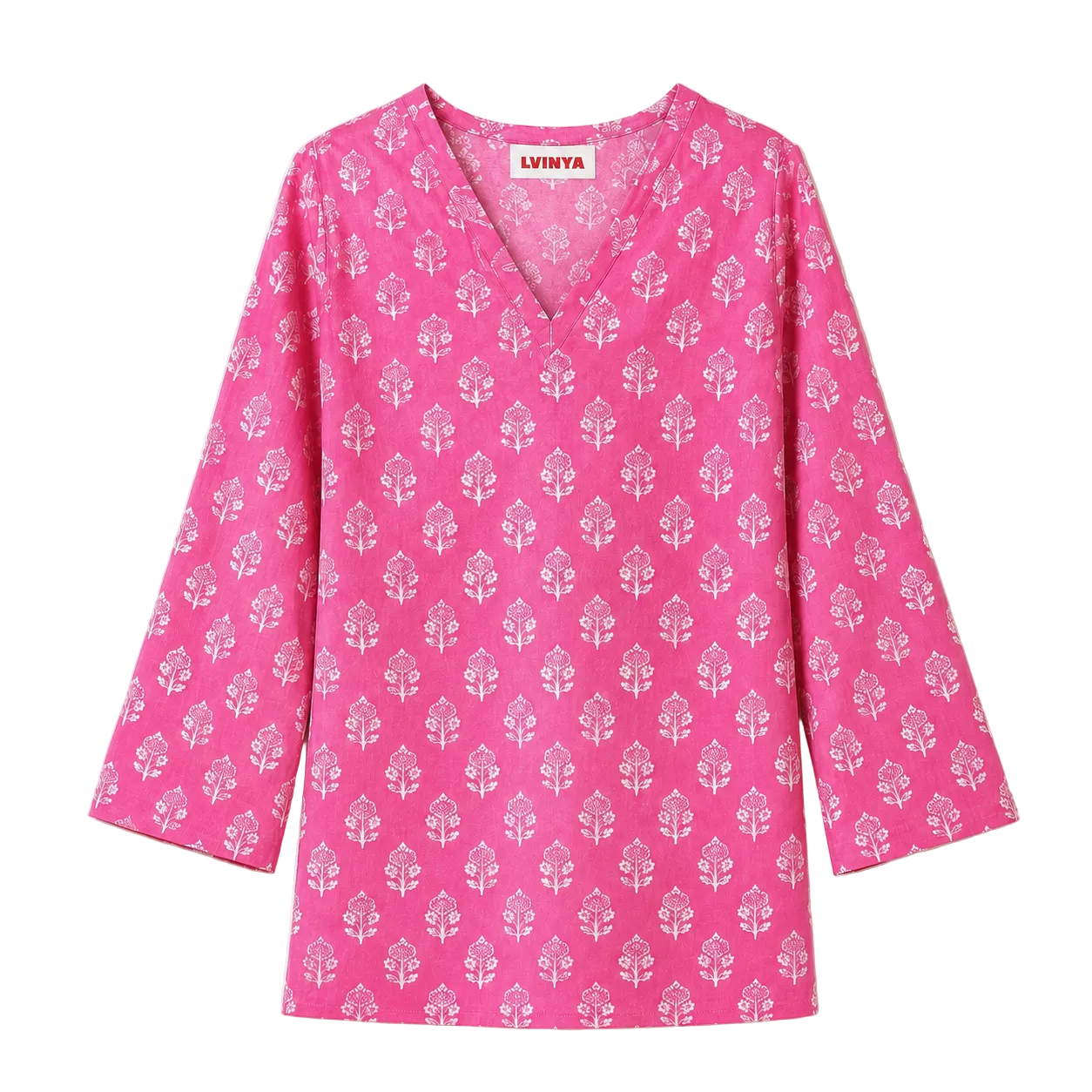 LVINYA PINK COTTON SCREEN PRINTED KURTI