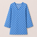 Lvinya Blue Printed V-Neck Kurti